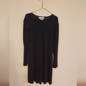 Vintage Motherhood Maternity Black with sparkles tieback baby doll dress size L